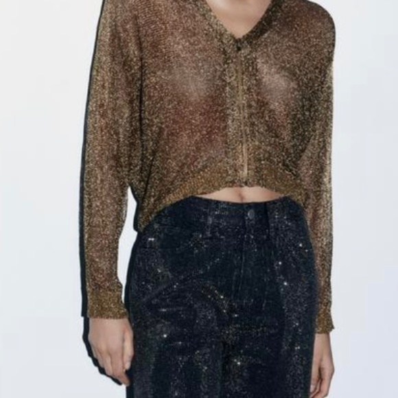 Zara Metallic Bomber / Cardigan - New without tags / never worn; Gunmetal colour - Picture 2 of 7